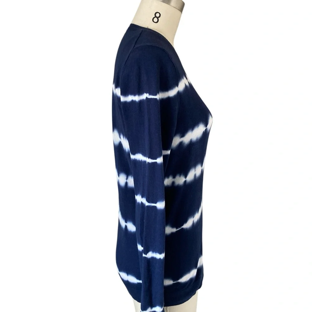 J. Crew Teddie Blue and White Long Sleeve Crew Neck Sweater, Sz S